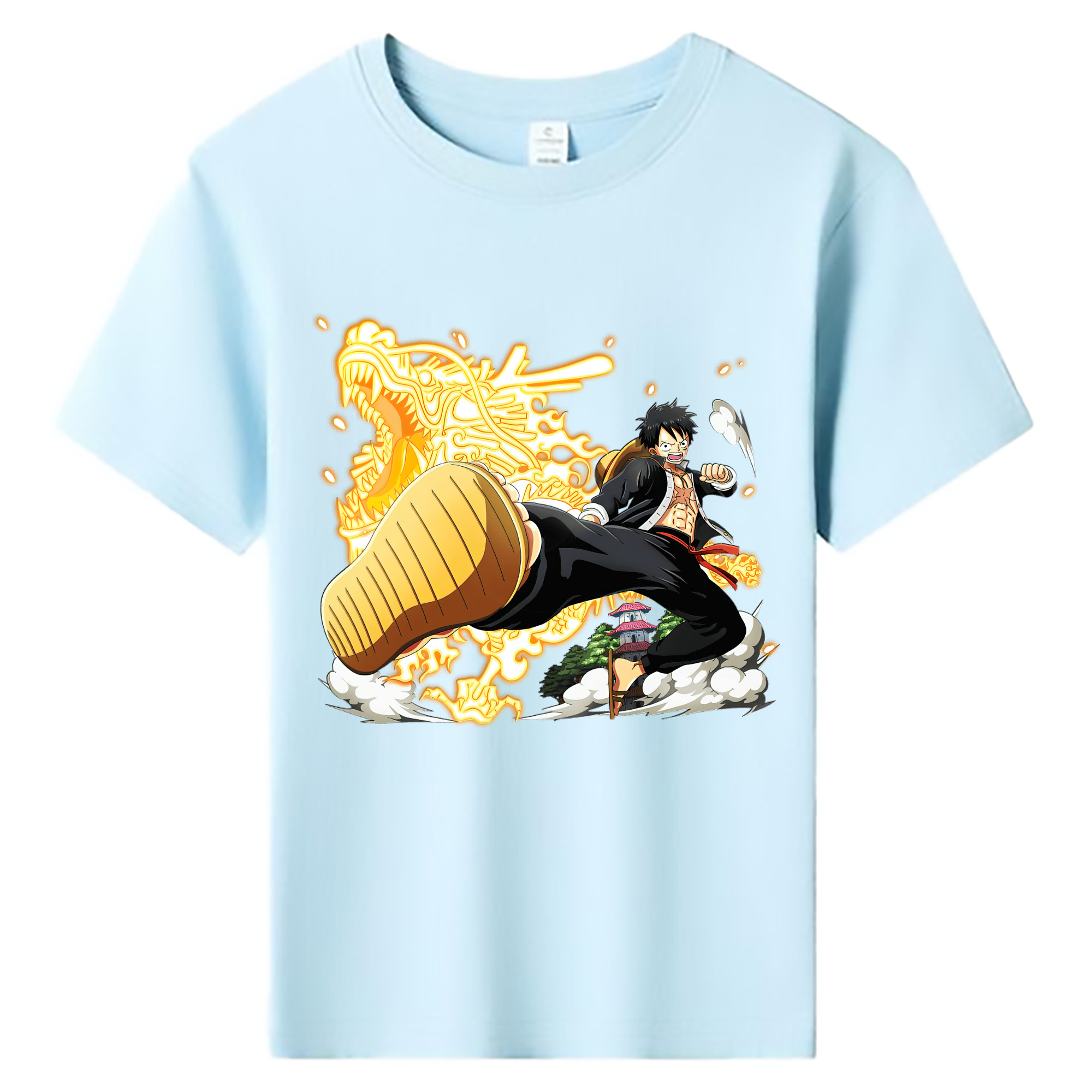 ワンピース モンキー・D・ルフィ ONE PIECE Monkey D. Luffy 綿100％キッズTシャツ（フロントプリント）